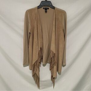 INC International Concepts Women’s Tan Fringed Open Cardigan Size Medium